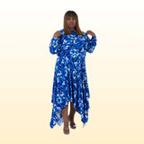 Elegant Women's Blue Camouflage Dress