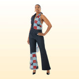 Open Back Halter Tops for Women Bow Tie Back with bell bottom pants