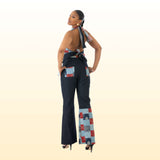 Open Back Halter Tops for Women Bow Tie Back with bell bottom pants