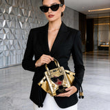 Gold small crossbody with strip