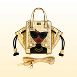 Gold small crossbody with strip