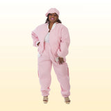 Casual pink jacket and pant with match hat