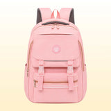 pink Lightweight Waterproof Nylon School Bag