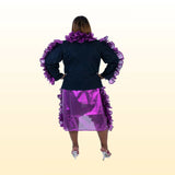 Purple ruffle Metallic, Denim Jacket & Skirt set