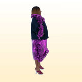 Purple ruffle Metallic, Denim Jacket & Skirt set