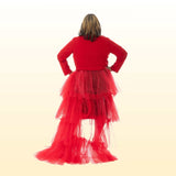 Hi-Lo Long Tutu Tulle Skirt Elastic waist with short jacket.