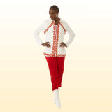 Light weight Jacket for women with red embellishment.