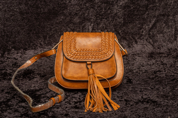 Brown leather vegan bag