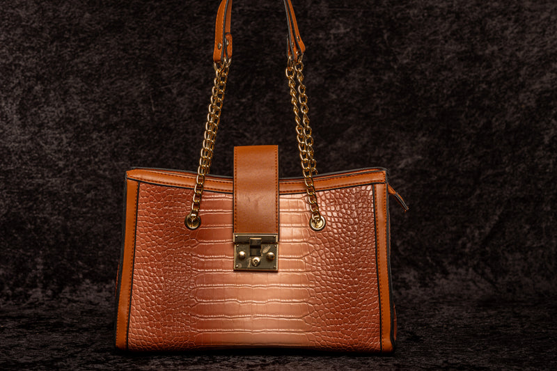 Brown Leather Croc handbag