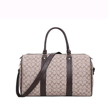 Beige Fashion Monogrammed Duffle Bag