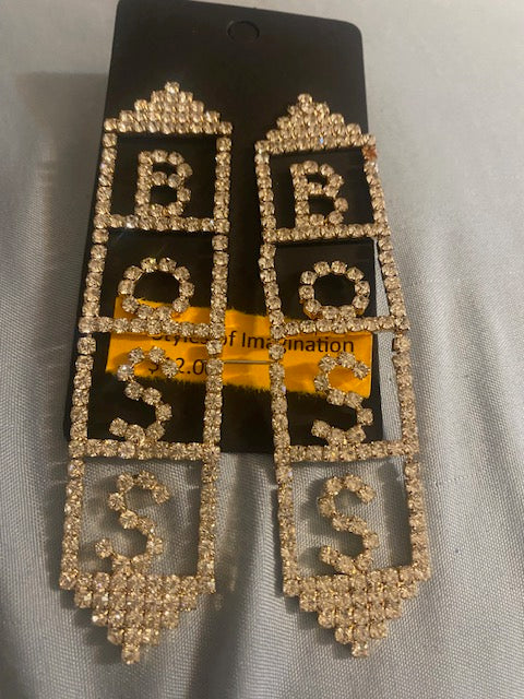 BOSS Rhinestone Pave Message Earrings