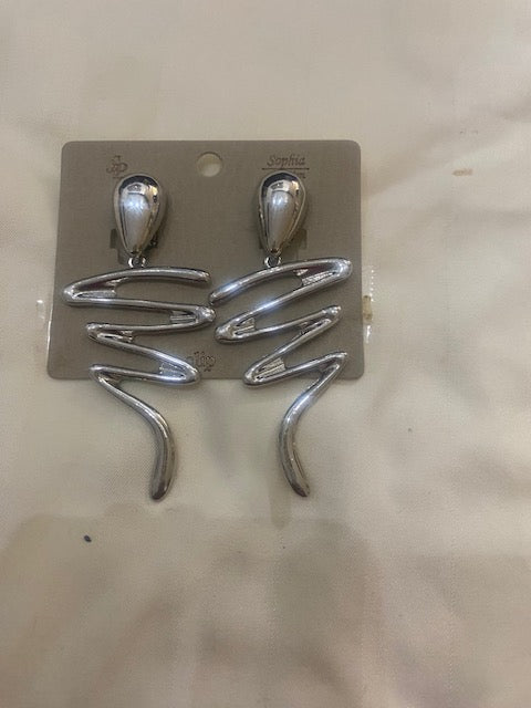 Matte Gold Silver Large Clip-on Earrings for Women Statement Earrings