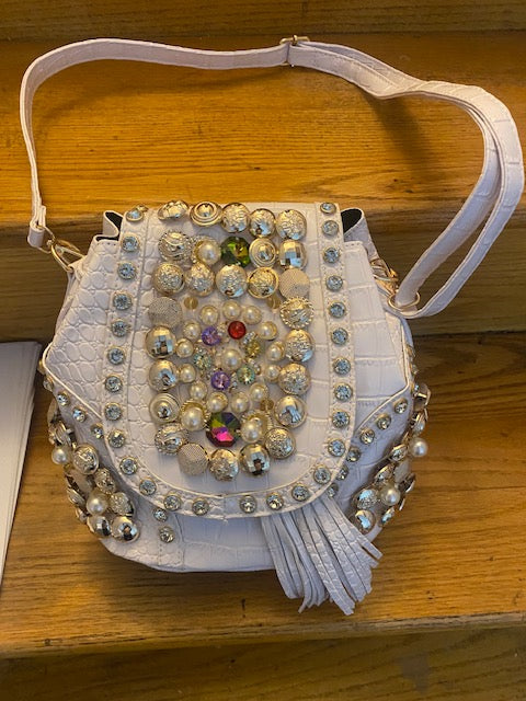 White Rhinestone Evening Clutch