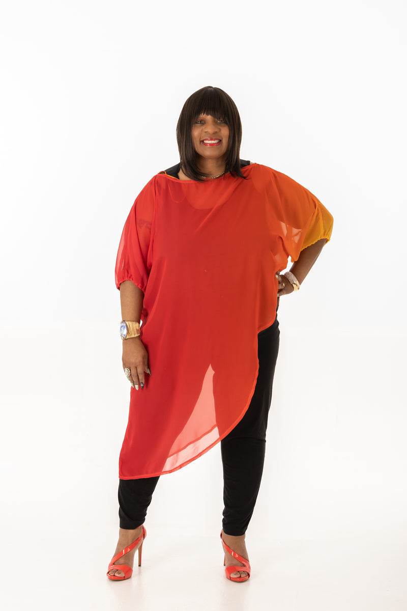 Orange Asymmetrical Top- DYL25